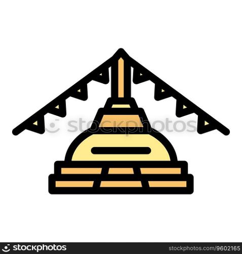 Stupa building icon outline vector. Nepal skyline. Temple culture color flat. Stupa building icon vector flat