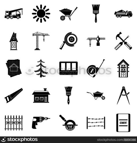 Sturdy construction icons set. Simple set of 25 sturdy construction vector icons for web isolated on white background. Sturdy construction icons set, simple style