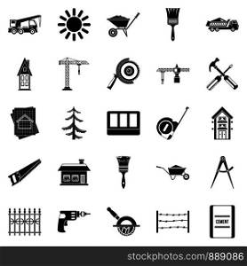 Sturdy construction icons set. Simple set of 25 sturdy construction vector icons for web isolated on white background. Sturdy construction icons set, simple style