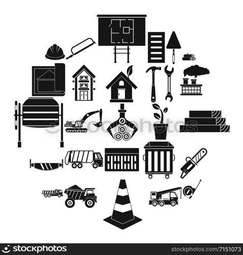 Sturdy house icons set. Simple set of 25 sturdy house vector icons for web isolated on white background. Sturdy house icons set, simple style