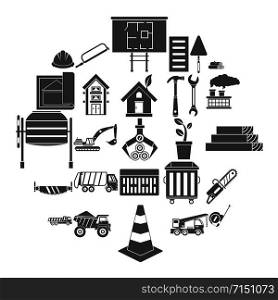Sturdy house icons set. Simple set of 25 sturdy house vector icons for web isolated on white background. Sturdy house icons set, simple style