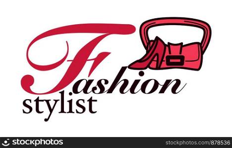 Style consultant, poster with elegant stylish dress clothing vector. Clients girls support of shop, store with glamorous items to female customers. Deal on market, professional advice of worker. Style consultant, poster with elegant stylish dress clothing vector.
