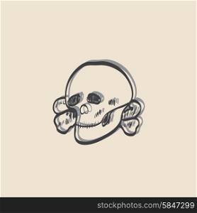 style skull and crossbones illustration. sketch style