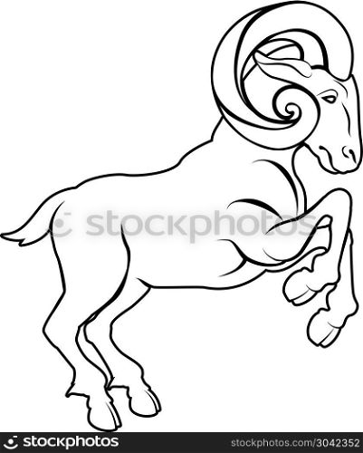 Stylised ram illustration. An illustration of a stylised black ram or sheep perhaps a ram tattoo. Stylised ram illustration