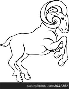 Stylised ram illustration. An illustration of a stylised black ram or sheep perhaps a ram tattoo. Stylised ram illustration