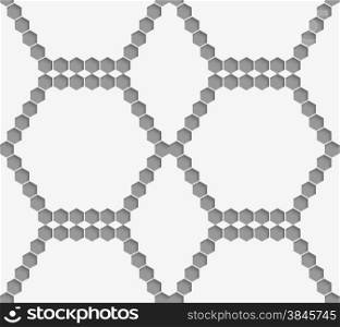 Stylish 3d pattern. Background with paper like perforated effect. Geometric design.Perforated paper with hexagons forming hexagons.