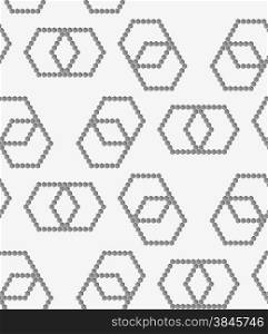 Stylish 3d pattern. Background with paper like perforated effect. Geometric design.Perforated paper with hexagons forming infinity shapes.