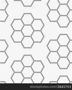 Stylish 3d pattern. Background with paper like perforated effect. Geometric design.Perforated paper with hexagons forming flowers.