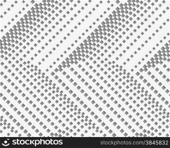 Stylish 3d pattern. Background with paper like perforated effect. Geometric design.Perforated paper with horizontal chevron textured with squares.