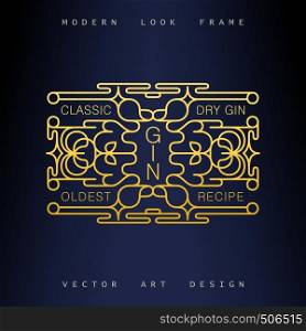 Stylish Art Deco ornate frame. Creative and artistic emblem for design. Mono line style vector design elements. Stylish Art Deco ornate frame