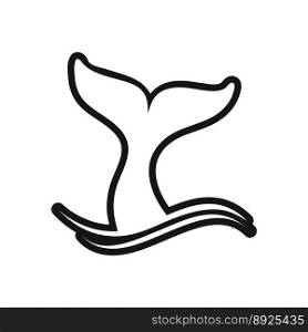 Stylish black and white icon whale tail vector image