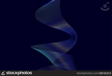 Stylish Blue Gradient wavy lines abstract background design Vector Illustration