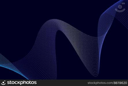 Stylish Blue Gradient wavy lines abstract background design Vector Illustration