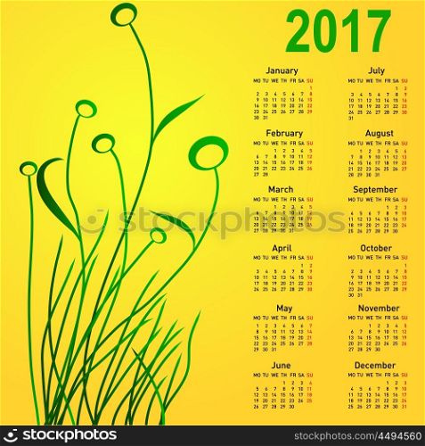 Stylish calendar with flowers for 2017. Week starts on Monday. Stylish calendar with flowers for 2017. Week starts on Monday.
