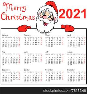 Stylish calendar withmuscular Santa Claus for 2021.. Stylish calendar withmuscular Santa Claus for 2021