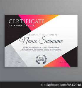 stylish certificate design template with minimal poly shapes