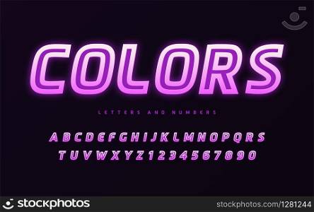Stylish design of the colorful glowing vector sans serif letters and numbers.. Stylish design of the colorful glowing vector sans serif letters and numbers