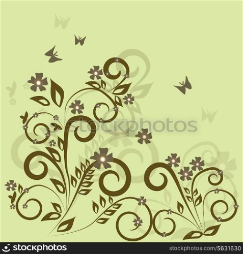 Stylish floral green background. Vector illustration. EPS 10.