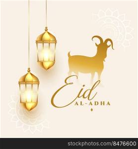 stylish golden eid al adha bakrid festival greeting
