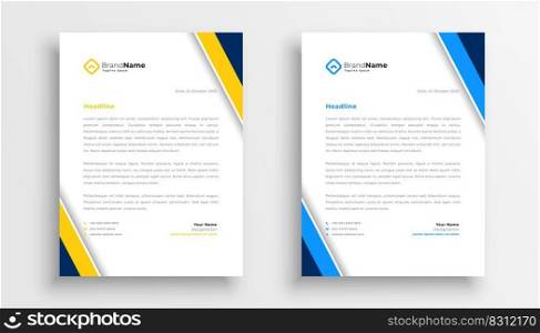 stylish letterhead yellow and blue theme design for your business