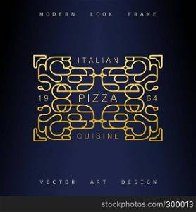 Stylish linear art deco frame. Quirky but elegant design. Golden ornament. Vector template. Stylish linear art deco frame