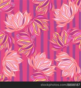 Stylish lotus flowers seamless pattern. Seamless decorative floral ornament. Doodle style. Design for fabric, textile print, wrapping, cover. Vector illustration. Stylish lotus flowers seamless pattern. Seamless decorative floral ornament.