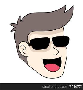 stylish male head emoticon wearing sunglasses. vector design illustration art