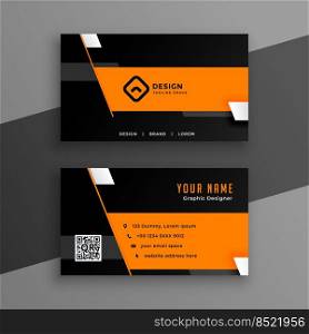 stylish modern business card design in black and orange colors