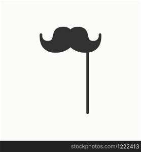 Stylish paper fake mustache on a stick line icon. Accessory mask. Party celebration masquerade birthday holidays event. Thin party element icon. Vector simple design. Illustration. Symbols pictogram. Stylish paper fake mustache on a stick line icon. Accessory, mask. Party celebration masquerade birthday holidays event. Thin party element icon. Vector simple design. Illustration. Symbols pictogram