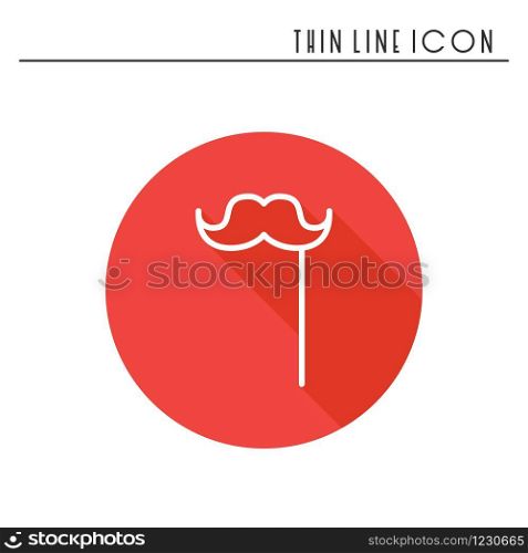 Stylish paper fake mustache on a stick line icon. Accessory mask. Party celebration masquerade birthday holidays event. Thin party element icon. Vector.