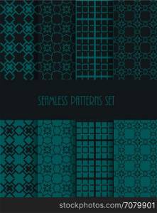 Stylish seamless pattern set. Decorative line tile backgrounds. Vector illustration. Fashion fabric ornament collection. Endless oriental ornament. Repeatable geometric style.