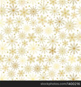 Stylish seamless snowflake pattern. Vector background with hand drawn snowflakes and spots in golden colors. Stylish seamless snowflake pattern. Vector background with hand drawn snowflakes and spots in pastel colors