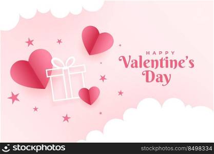 stylish valentines day greeting card with hearts and gift box design