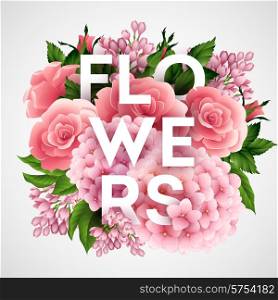Stylish vector poster with beautiful flowers EPS 10. Stylish vector poster with beautiful flowers