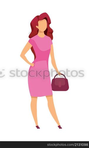 Stylish woman in formal dress semi flat color vector character. Standing figure. Full body person on white. Confident boss isolated modern cartoon style illustration for graphic design and animation. Stylish woman in formal dress semi flat color vector character