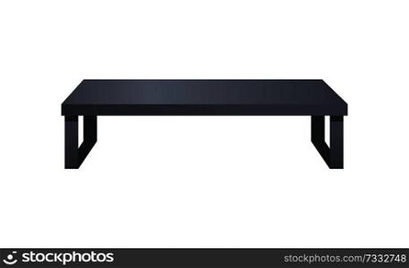 Stylish wooden coffee table in black color. Modern decorative and practical design element. Table with smooth polished surface vector illustration.. Stylish Wooden Low Coffee Table in Black Color