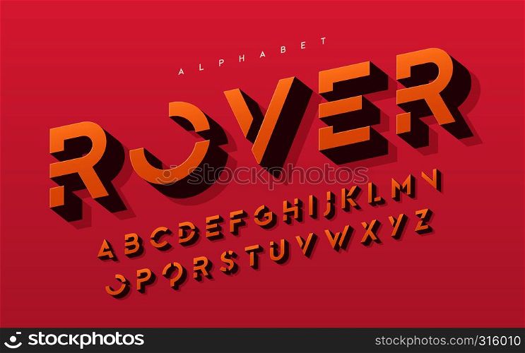 Stylized 3d uppercase letters, alphabet, typeface, font typography Vector illustration. Stylized 3d uppercase letters, alphabet, typeface, font, typography.