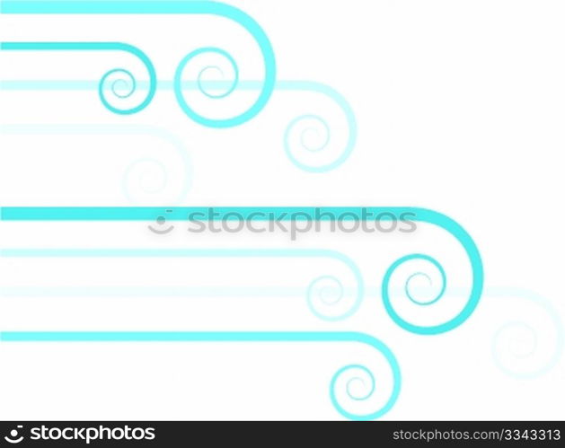 Stylized abstract background showing waves of wind (or water) in different shades of blue