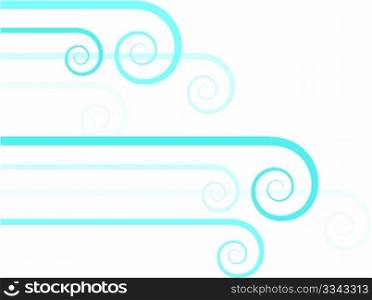 Stylized abstract background showing waves of wind (or water) in different shades of blue