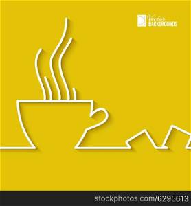 Stylized abstract line of a cup of coffee. Vector illustration.