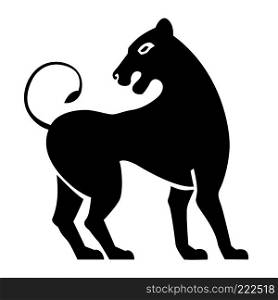 Stylized black lioness. Lion silhouette. Vector isolated on a white background.