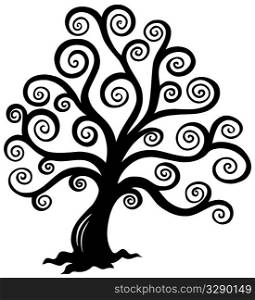 Stylized brown tree silhouette