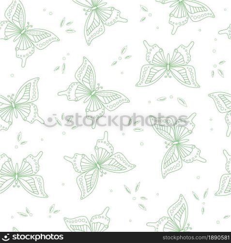 Stylized butterfly seamless pattern. Vector illustration.
