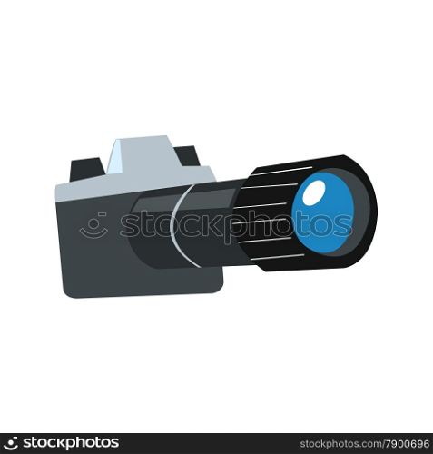 Stylized camera with lens. Stylized camera with the lens on a white background sign icon symbol
