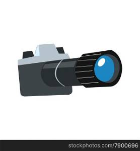 Stylized camera with lens. Stylized camera with the lens on a white background sign icon symbol