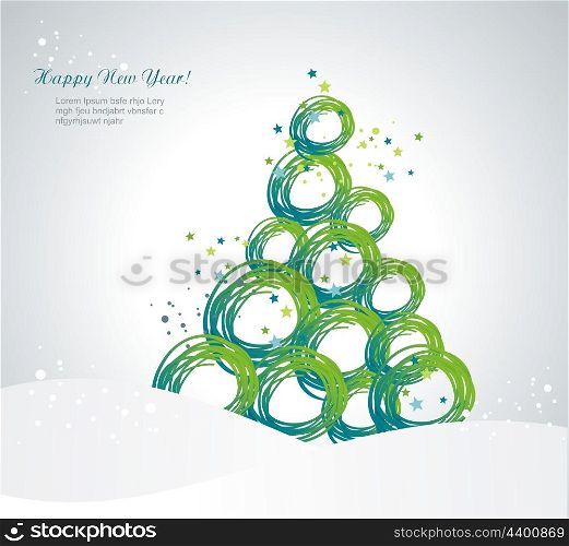 stylized Christmas tree from ribbons circles