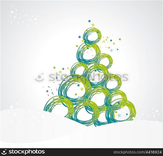 stylized Christmas tree from ribbons circles
