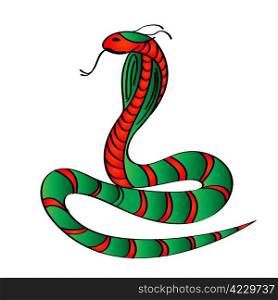 Stylized Cobra snake over white background, clip art.