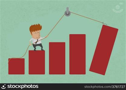 Stylized conceptual business chart - success &amp; support metaphor , eps10 vector format