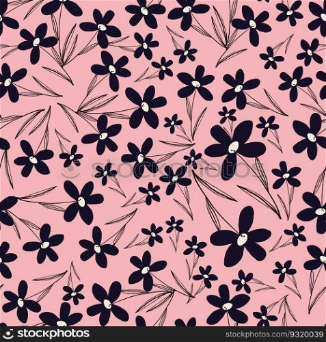 Stylized creative vibrant quirky expressive floral pattern in 60s in bright pink and red juicy colors. Stylized creative vibrant quirky expressive floral pattern in 60s in bright juicy colors